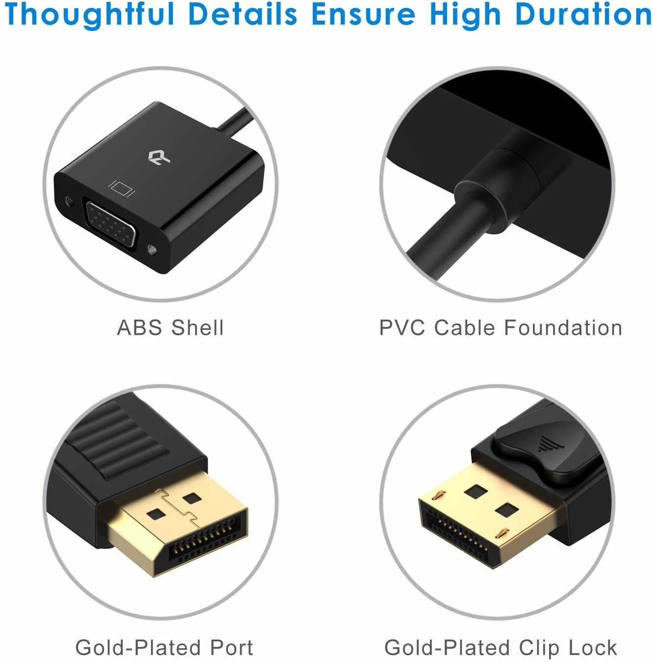 Adaptador Venlogic DisplayPort a VGA EP-D616 Blanco - Imagen 2
