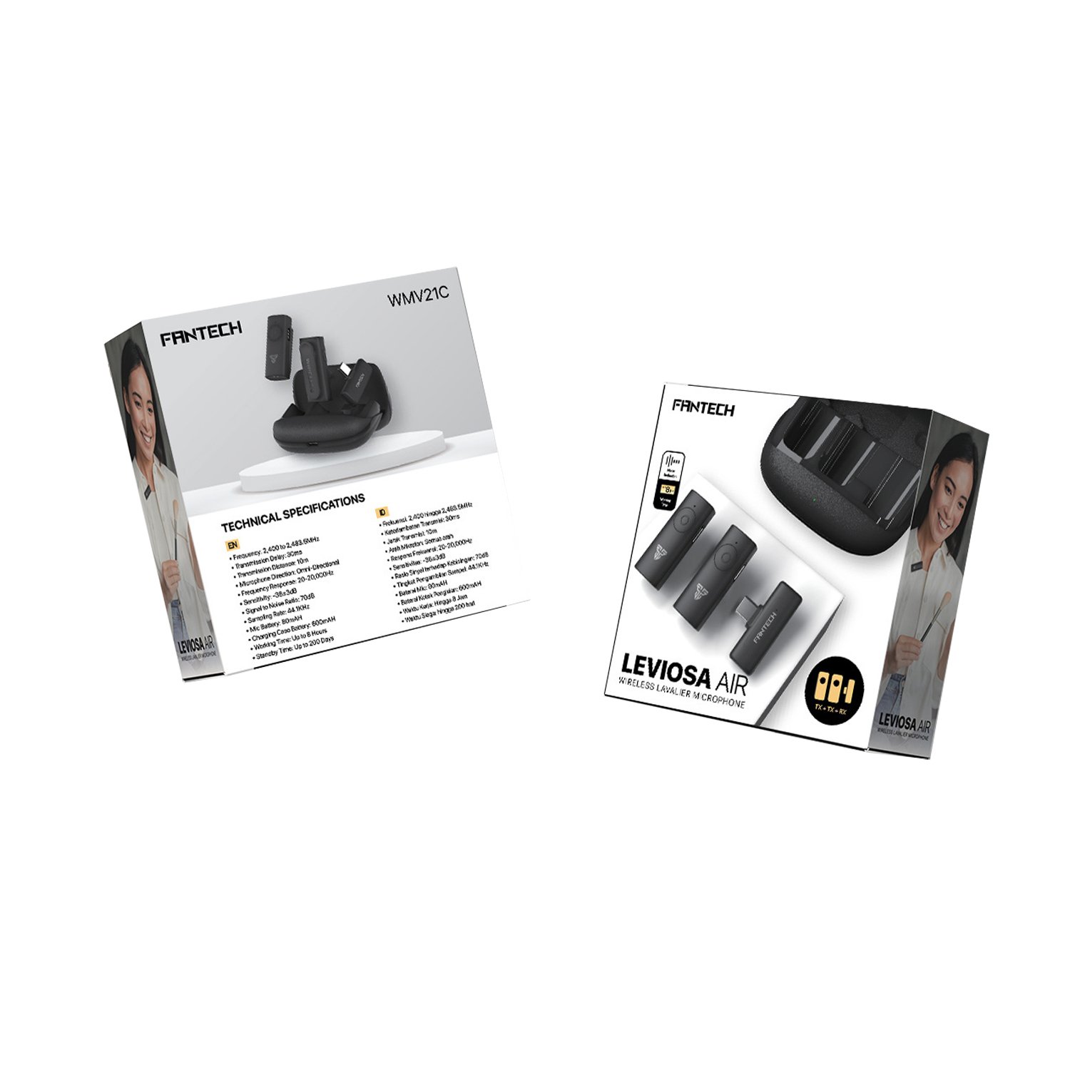 Fantech WMV21C Leviosa Air Type-C – Micrófono Inalámbrico para Grabación y Streaming - Imagen 2