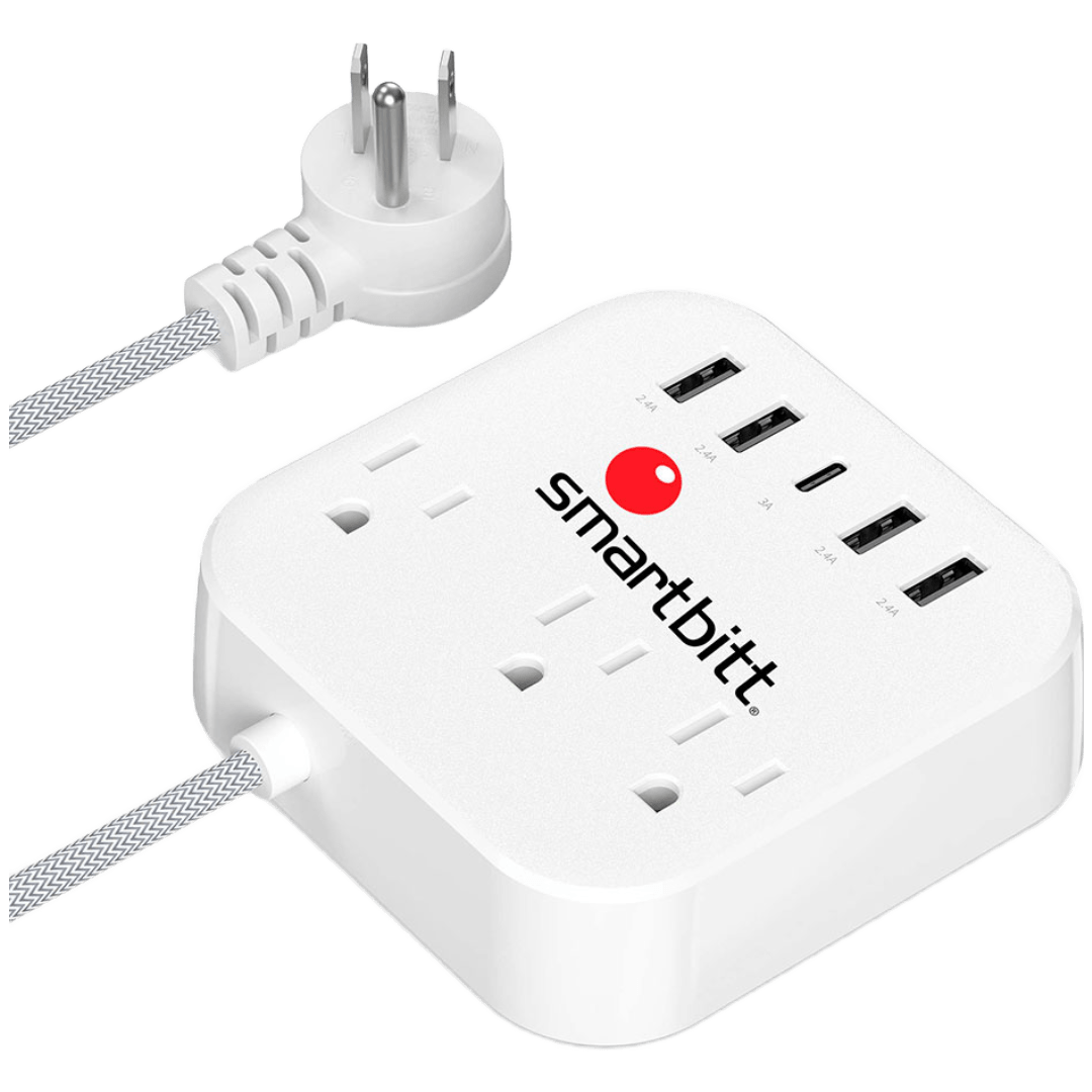 Regleta Smartbitt SBSS-B3-5U con 3 tomas eléctricas y 5 puertos USB