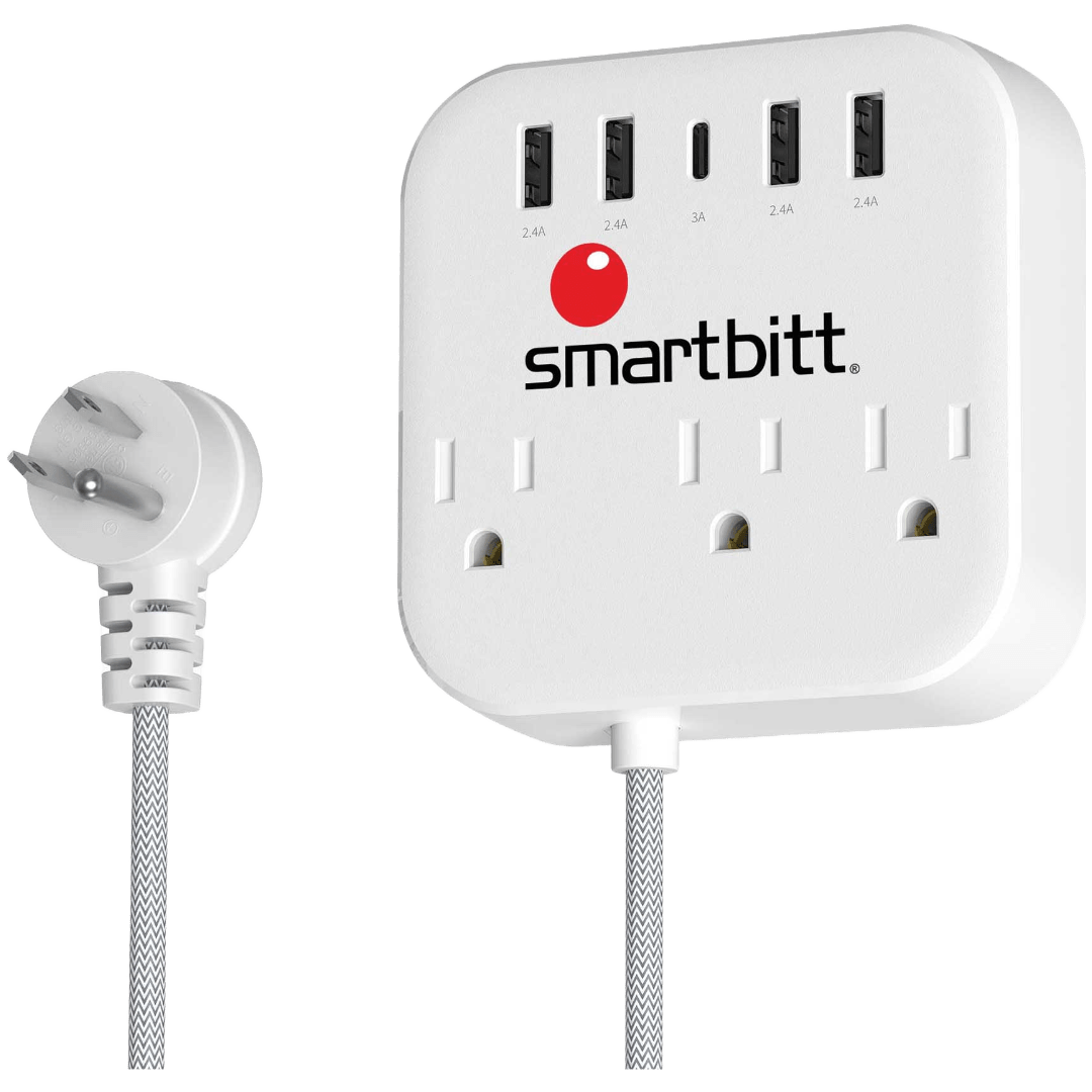 Regleta Smartbitt SBSS-B3-5U con 3 tomas eléctricas y 5 puertos USB - Imagen 2