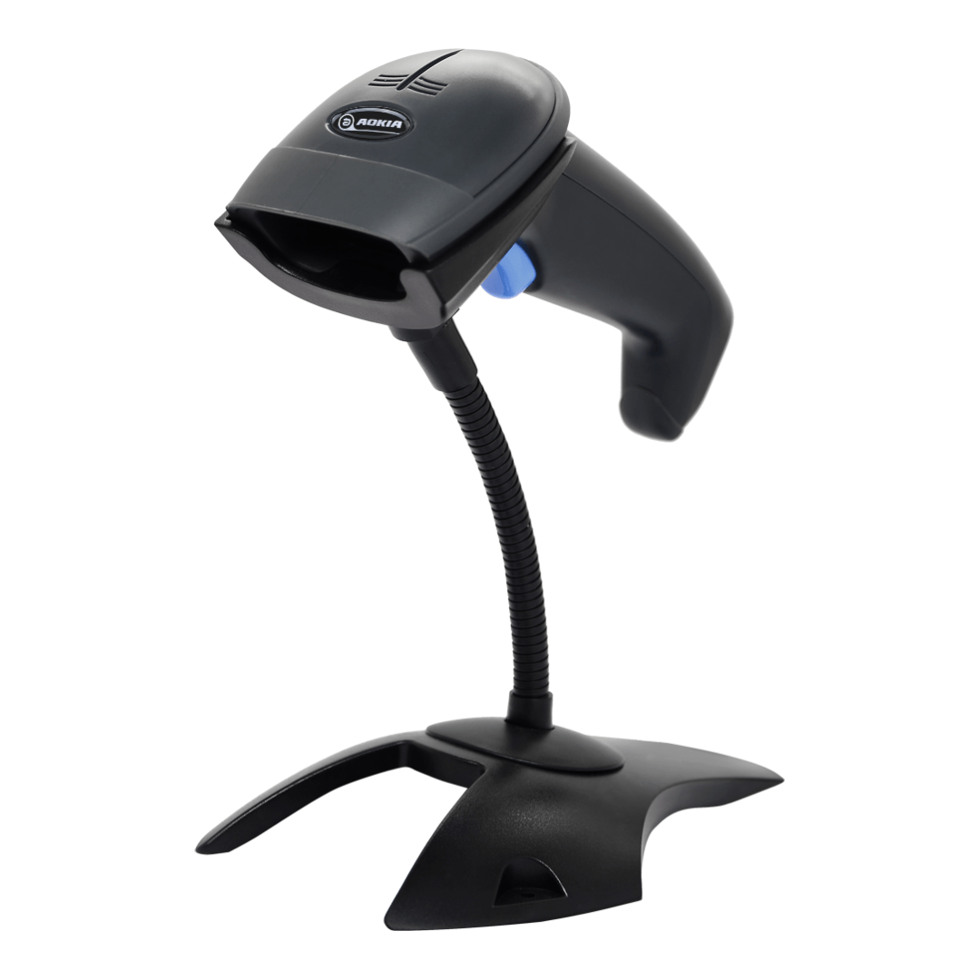 Lector AOKIA AK-938 con Base – Escáner 1D USB/PS2/RS232, Código de Barras