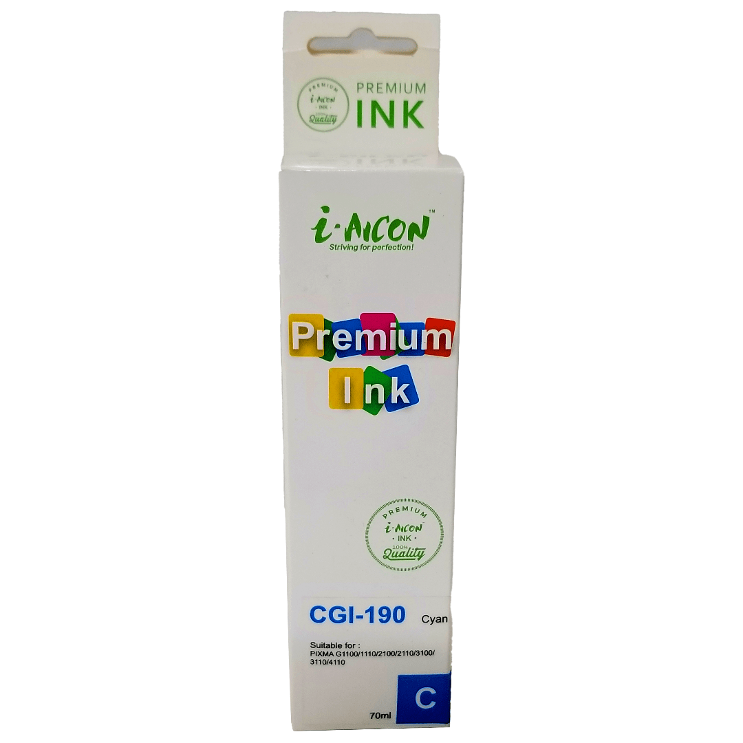 Tinta AICON GL-190 Cyan 70 ml Compatible con Canon Pixma - Imagen 2