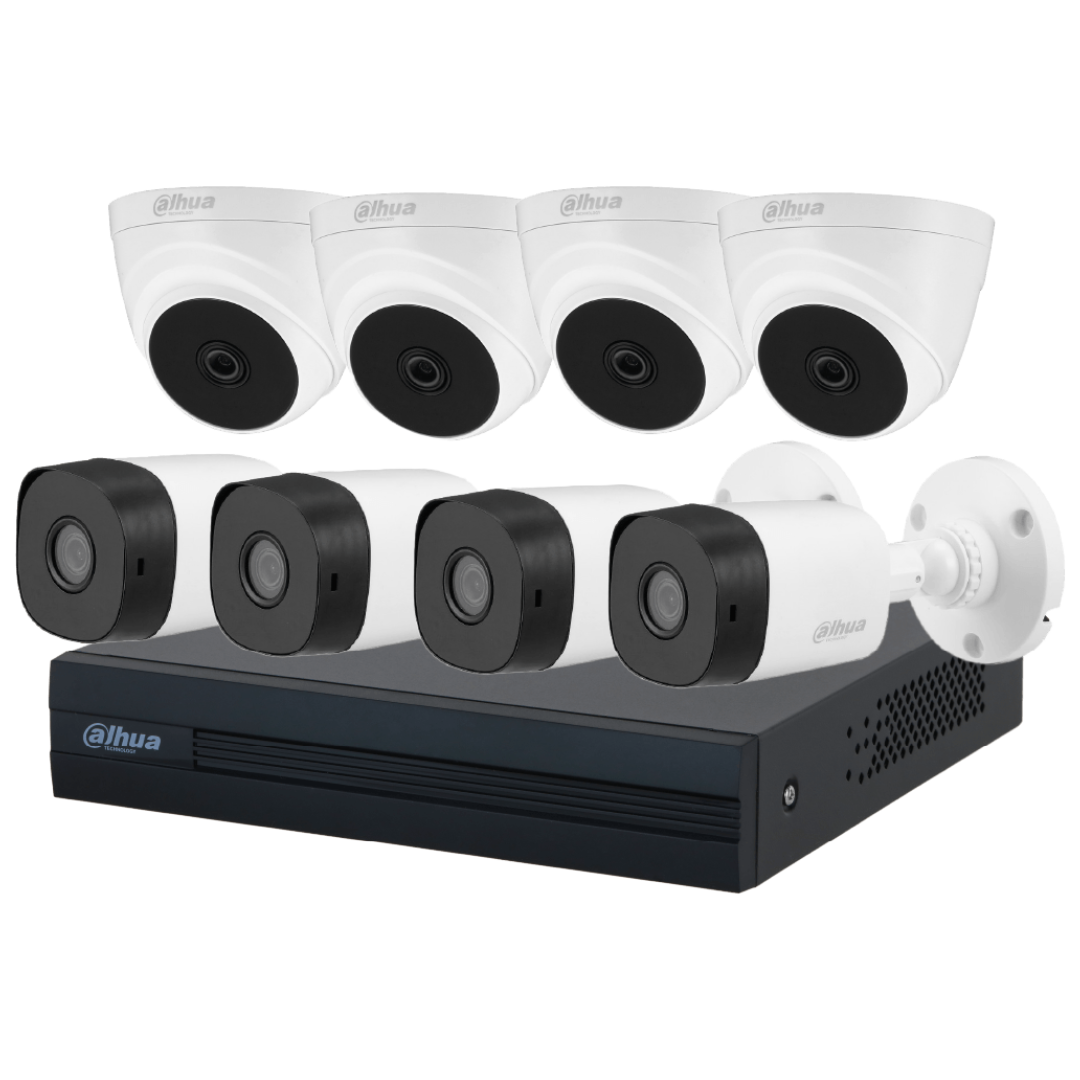 Kit 8 Cámaras Dahua 2MP HDCVI con DVR 8 Canales – 4 Bullet + 4 Domo