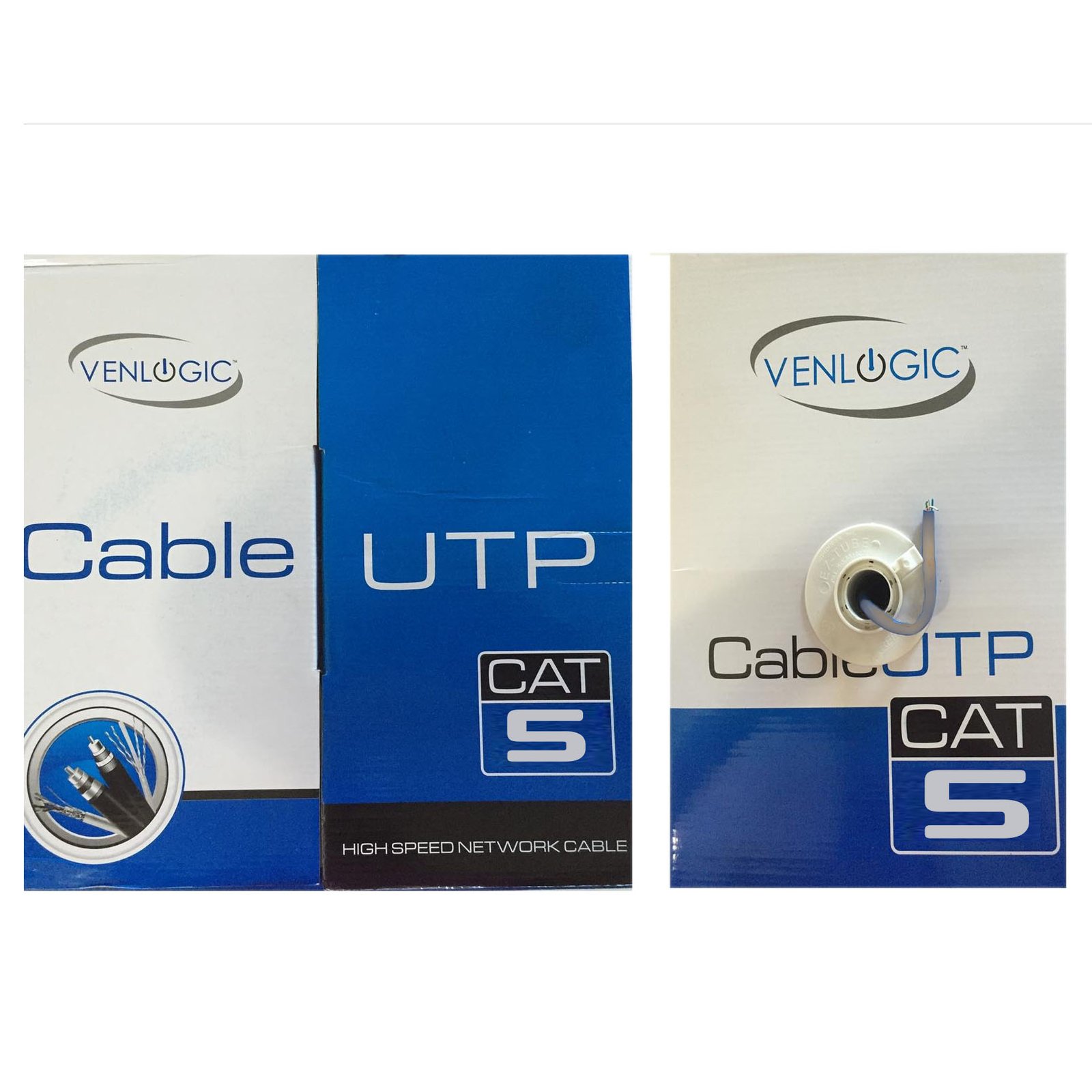 Cable de Red Venlogic Cat5 1000 Pies CCA Gris