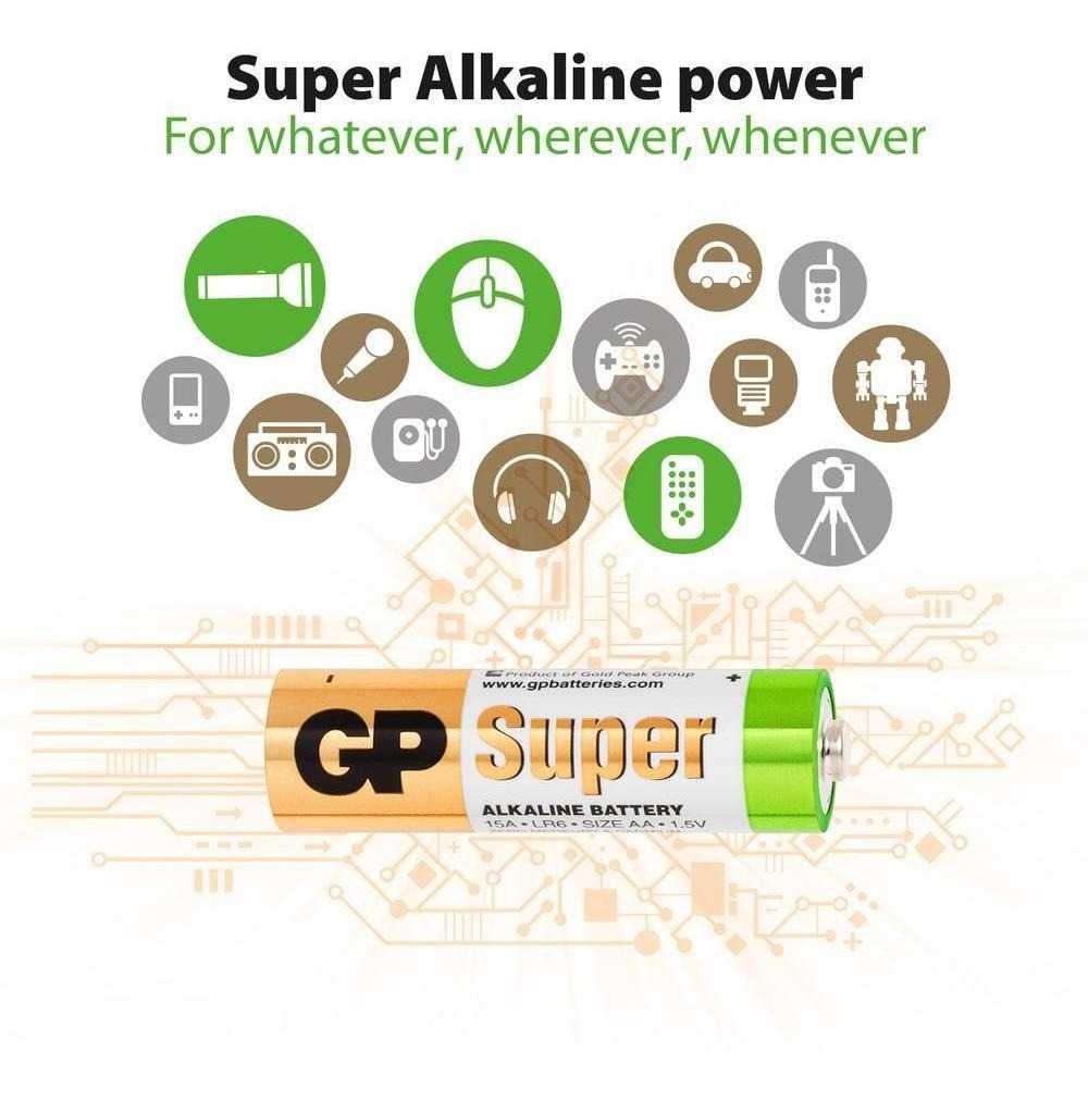 Pila AA Super Alkaline (1.5V, GPPCA15AS006)