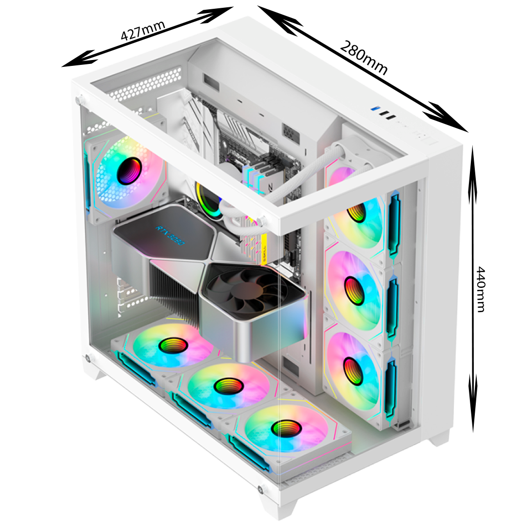 Case Gaming XCON L420-6W Blanco 7 Ventiladores RGB ATX - Imagen 2