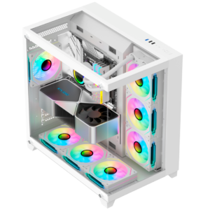 Case Gaming XCON L420-6W Blanco 7 Ventiladores RGB ATX