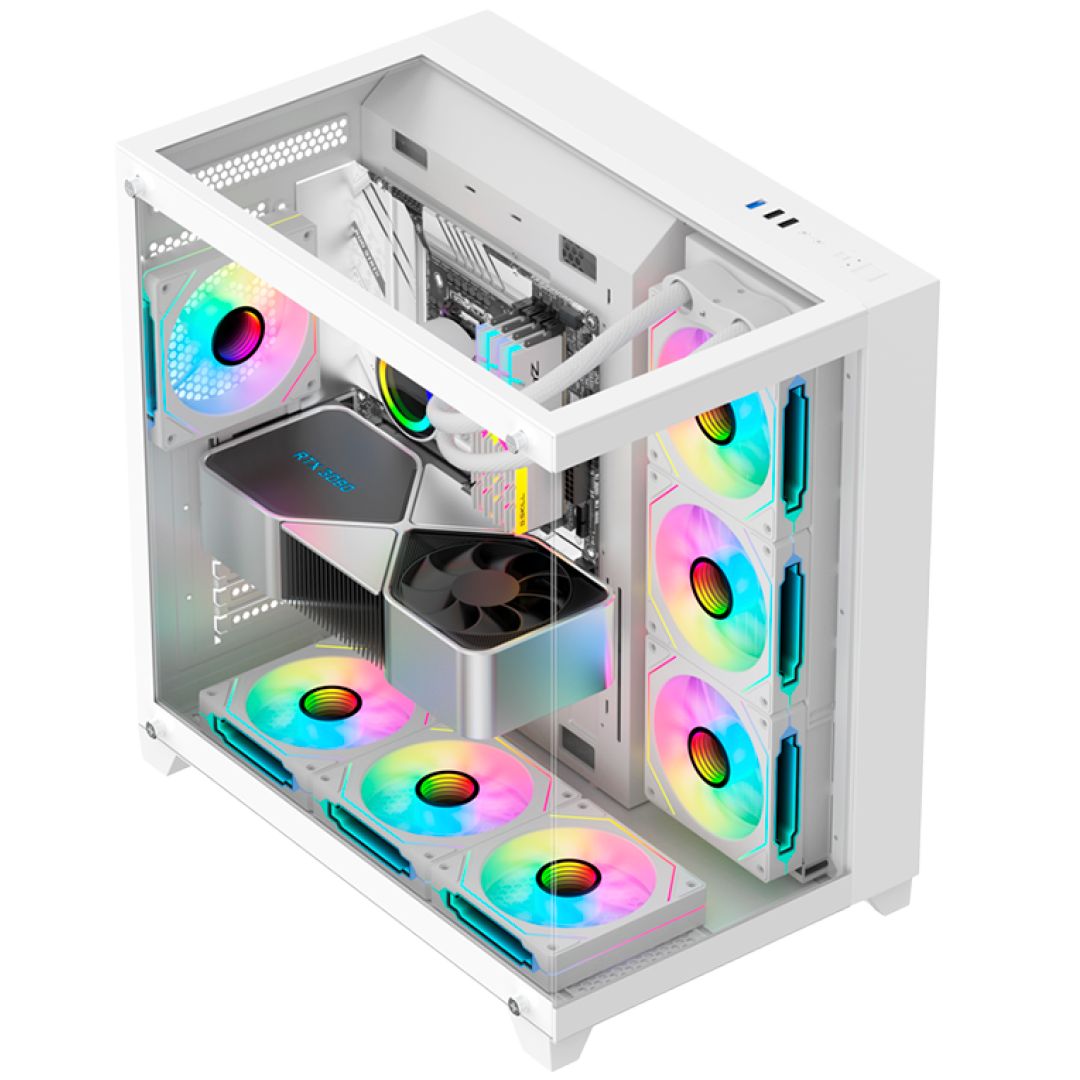 Case Gaming XCON L420-6W Blanco 7 Ventiladores RGB ATX
