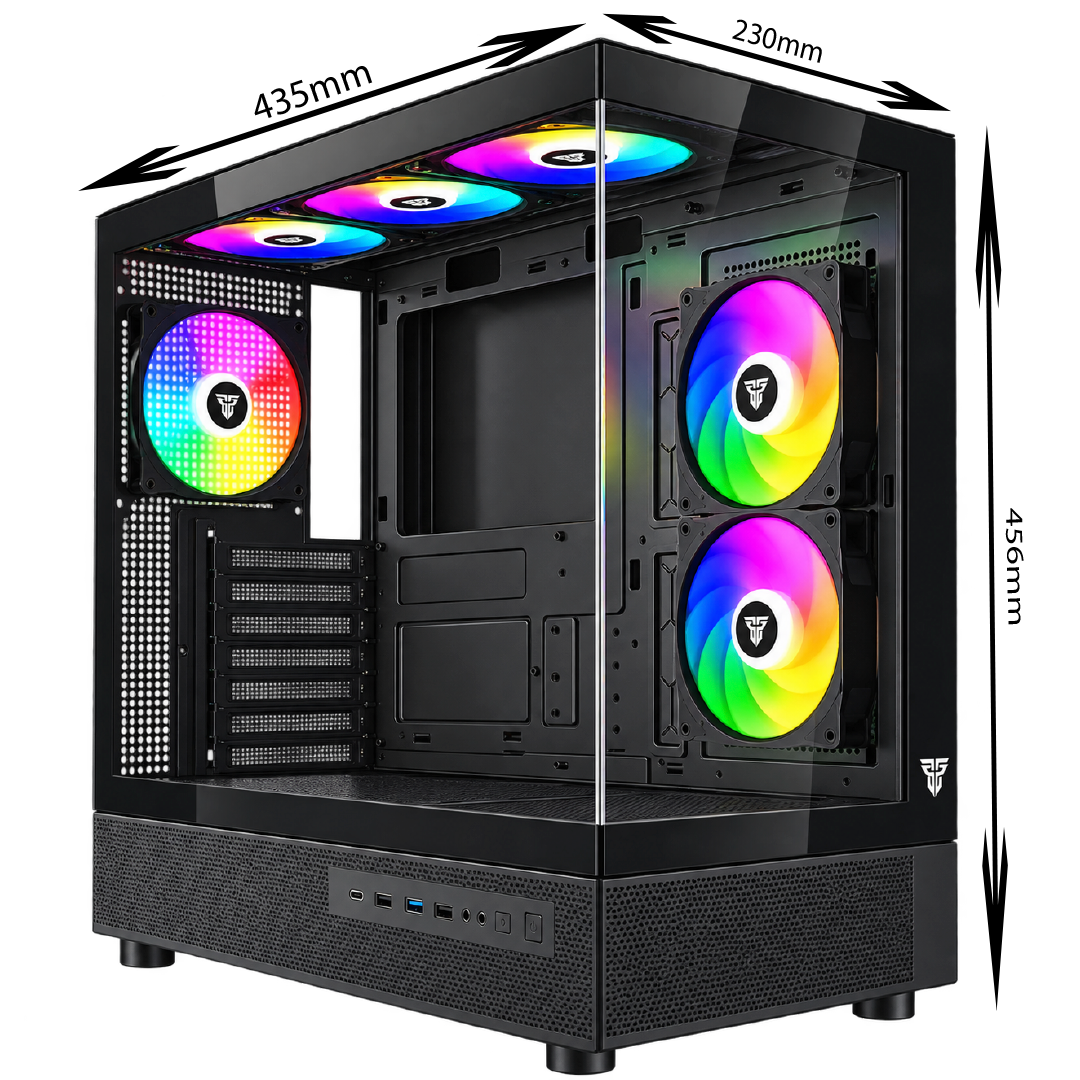 Case Fantech Gaming CG86 Lumina Negro – Full Tower, 6 Fans FRGB - Imagen 2