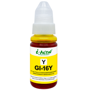 Tinta AICON GI-16Y Amarilla – Pigmentada, 140ML, Compatible con Canon MAXIFY