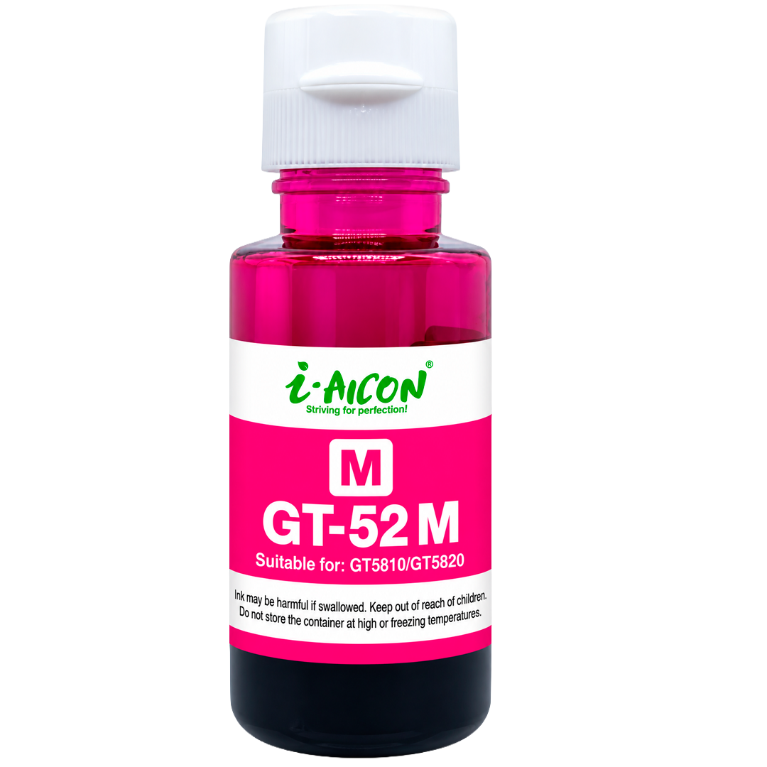 Tinta AICON GT-52 M Magenta – Dye, 70ML, Compatible con HP Ink Tank y DeskJet GT