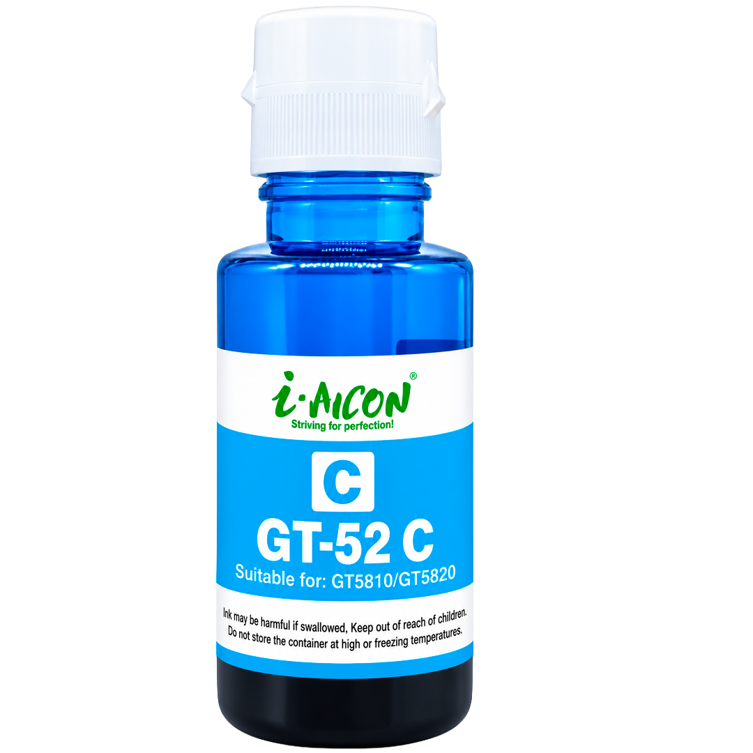 Tinta AICON GT-52 C Cyan – Dye, 70ML, Compatible con HP Ink Tank y DeskJet GT