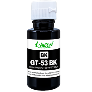 Tinta AICON GT-53 BK Negra – Dye, 90ML, Compatible con HP GT5810 y GT5820