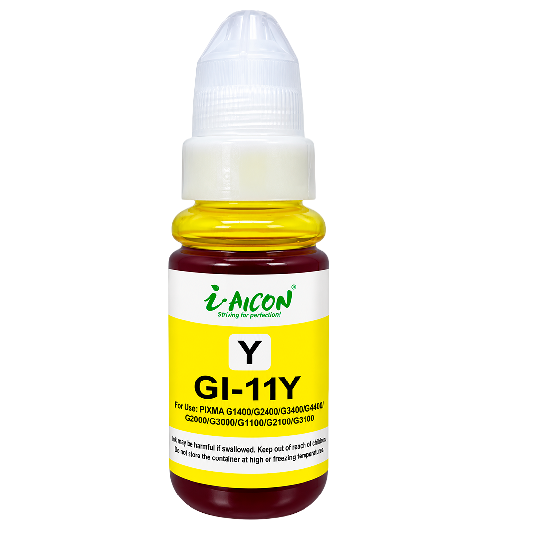 Tinta AICON GI-11Y Amarilla – Dye, 70ML, Compatible con Canon PIXMA G2160 y G3160