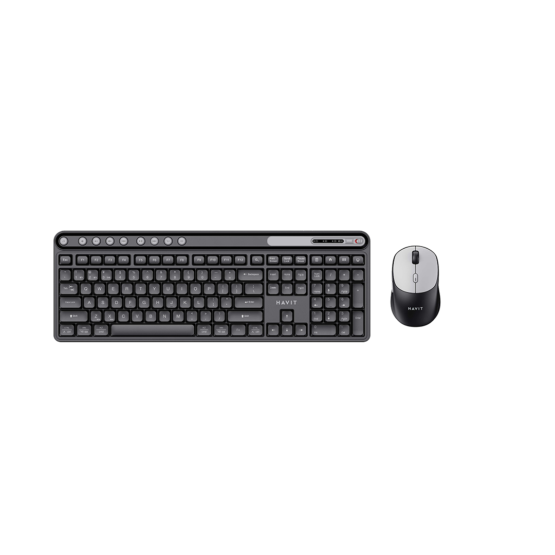 Combo Teclado y Mouse HAVIT KB271WB Gris – Bluetooth 5.1 y 2.4GHz Dual Mode