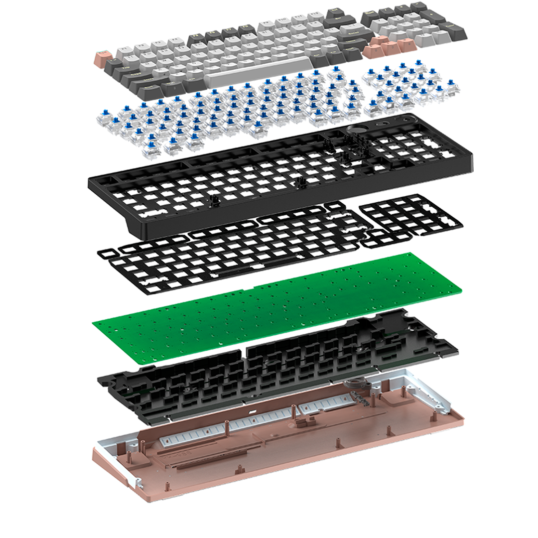 Teclado Gaming Fantech MK914 Gris – Switch Azul, Inalámbrico, RGB, USB-C - Imagen 3