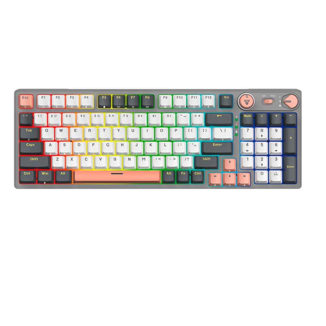 Teclado Gaming Fantech MK914 Gris – Switch Azul, Inalámbrico, RGB, USB-C