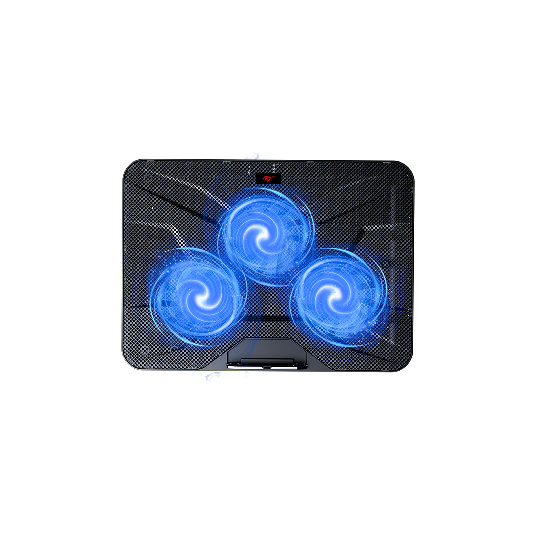 Fan Cooler HAVIT HV-F2067 para Laptop – 3 Ventiladores LED Azul, 14”–17”