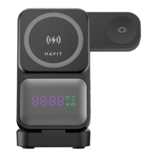 Reloj Digital HAVIT W3107 Negro – Carga Inalámbrica Multifuncional 3 en 1